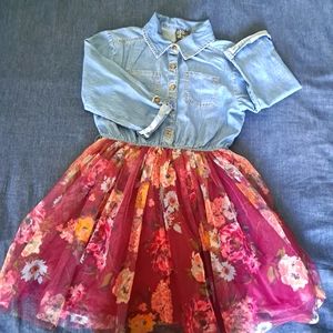 Pink& Violet Dress girls size 8 blue and  Burgundy floral